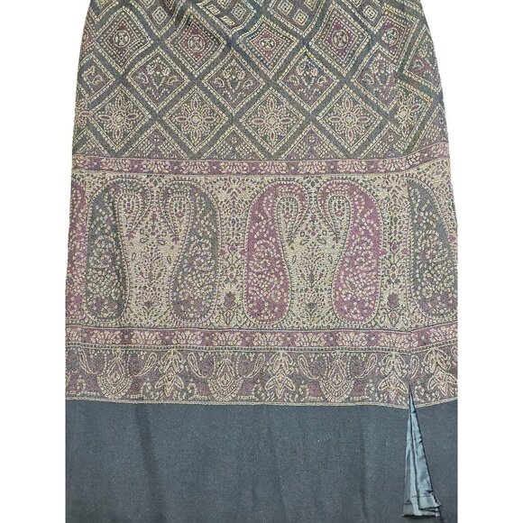 Pursuits Ltd. Womens Sz 6 Paisley Fringe Hem Black Western Boho Gypsy Skirt - Picture 3 of 9